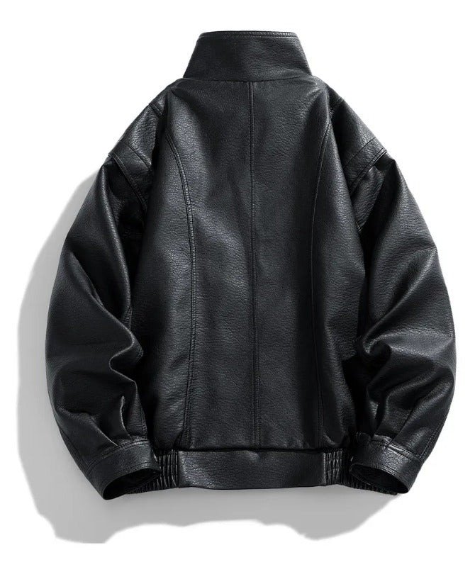 Men’s Classic Black Bomber Leather Jacket – Genuine Sheep Leather | Vintage Street Style - Image 3