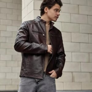 Men’s Brown Leather Biker Jacket | Classic Vintage Style Motorcycle Outerwear