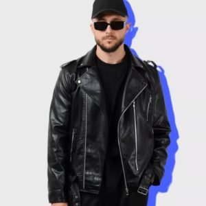 Men’s Black Biker Leather Jacket | Stylish Motorcycle Rider Jacket with Zipper Detailing