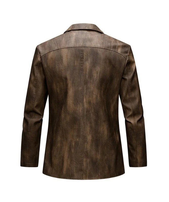 Men’s Vintage Brown Leather Blazer – 100% Genuine Sheep Leather Classic Jacket - Image 5