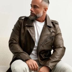 Men’s Brown Biker Leather Jacket | Vintage Motorcycle Style with Premium Finish