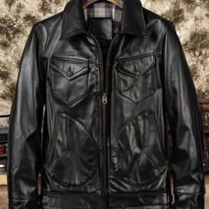 Men’s Red & Black Sheep Leather Jacket