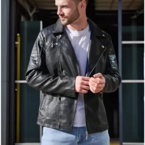 Men’s Black Biker Leather Jacket | Classic Moto Style for Everyday Wear
