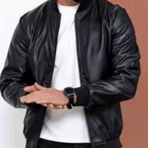 Men’s Classic Black Leather Bomber Jacket | 100% Genuine Sheep Leather