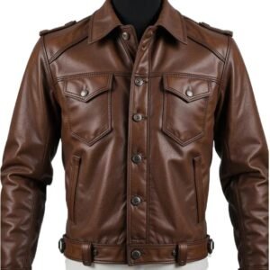 Men’s Vintage Brown Cowhide Military Jacket