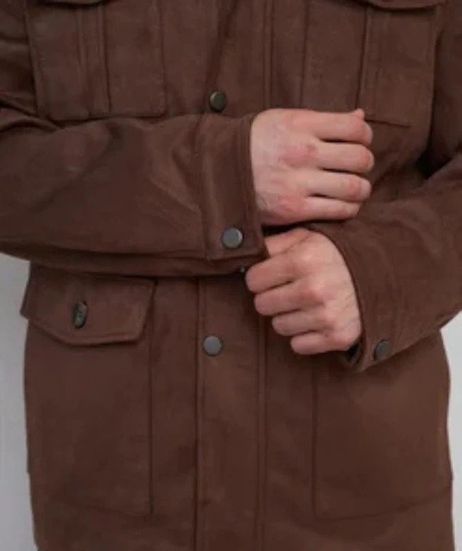Men’s Brown Field Suede Leather Jacket |Military-Inspired Multi-Pocket Design - Image 4