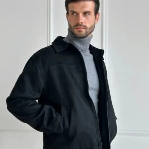 Men’s Classic Black Suede Leather Jacket | Premium Soft Leather