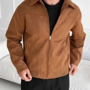 Men’s Brown Suede Leather Bomber Jacket | Classic Soft Leather Outerwear