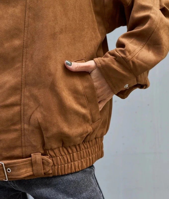 Women’s Oversized Camel Sheep Leather Biker Jacket – Premium Moto Style Streetwear - Image 5