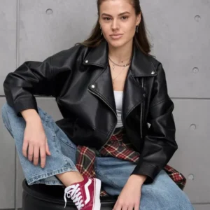 Women’s Black Sheep Leather Biker Jacket – Stylish Genuine Leather Outerwear