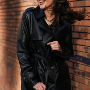 Women’s Textured Black Sheep Leather Jacket – Premium Scale Pattern, Button Cuffs & Structured Collar