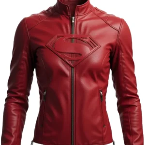 Women’s Super Women Red Hero- Inspired Leather Jacket