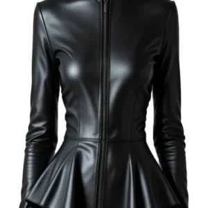 Women's Black Peplum Jacket – 2025 Premium Sheep Leather