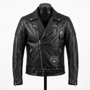 Men's Genuine Black Leather Motorcycle Jacket – Classic Biker Style