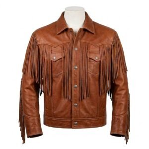 Men's Western Fringe Jacket | Genuine Cognac Brown Cowboy Coat
